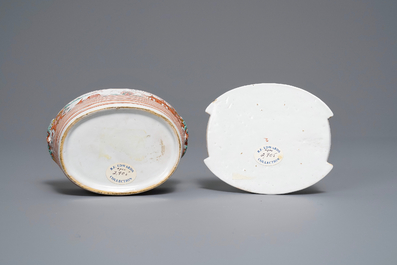 A Dutch Delft dor&eacute; butter tub and cover, 18th C.